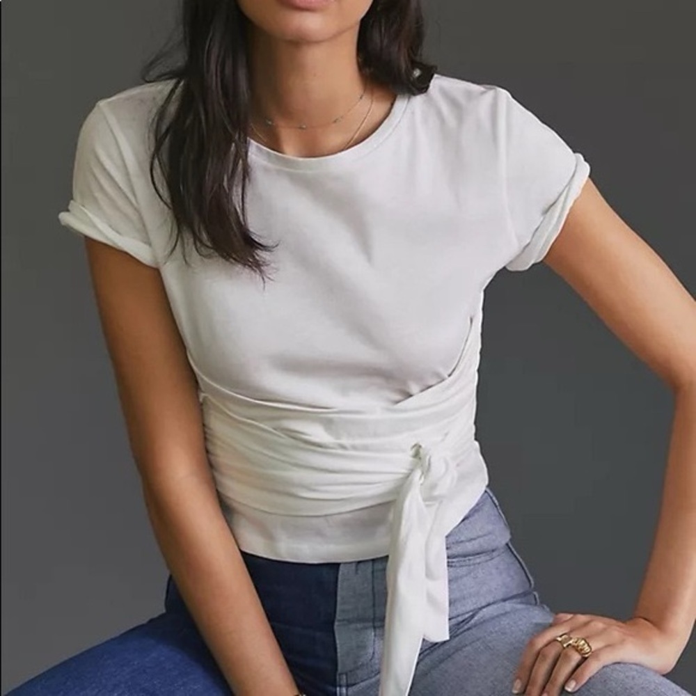 Pilcro White Short-Sleeve Wrap Tee